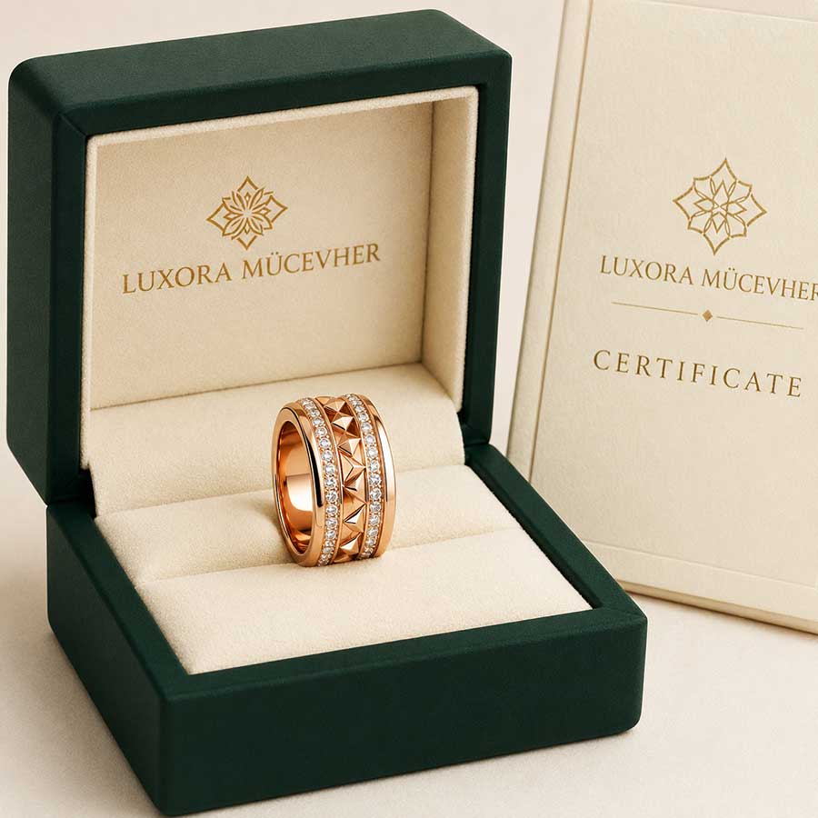 0.51 Karat Pırlantalı Rose Altın Yüzük